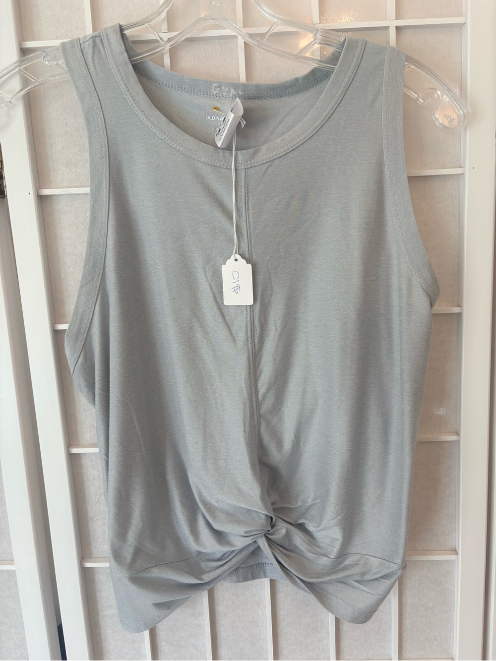 Old Navy Light Gray Twist-Front Tank Top